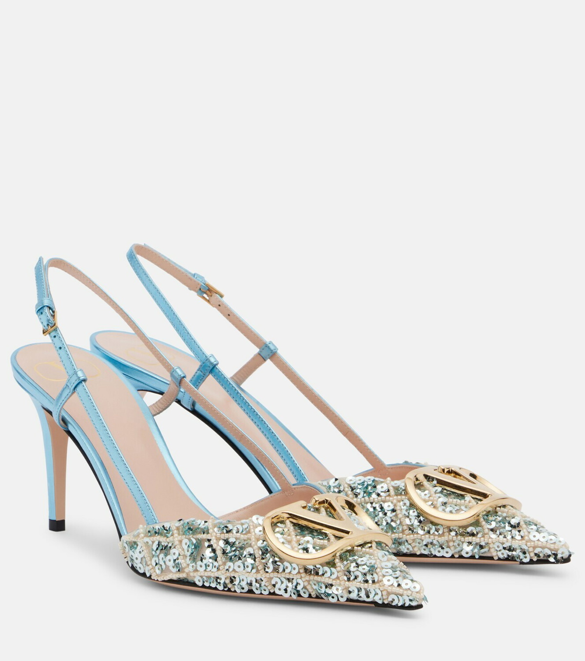 Valentino Garavani VLogo Signature sequined slingback pumps