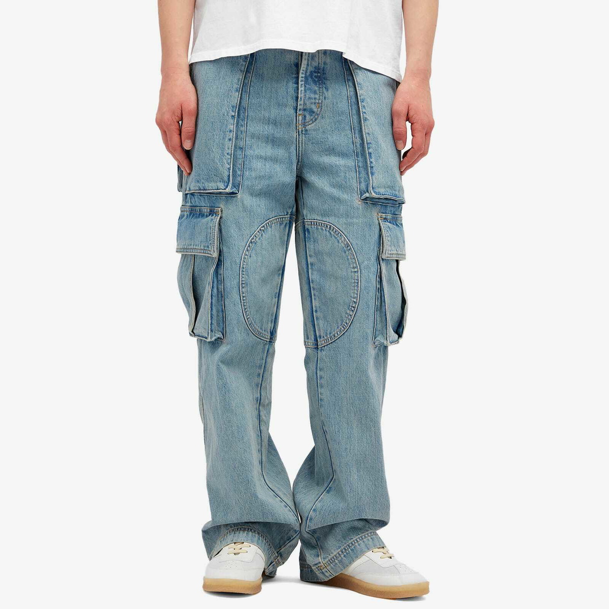 Nahmias Men's Denim Logo Cargo Pants in Vintage Blue