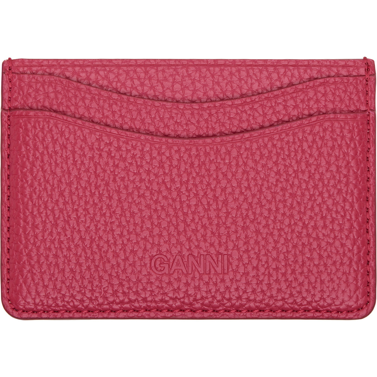GANNI Red Grained Card Holder
