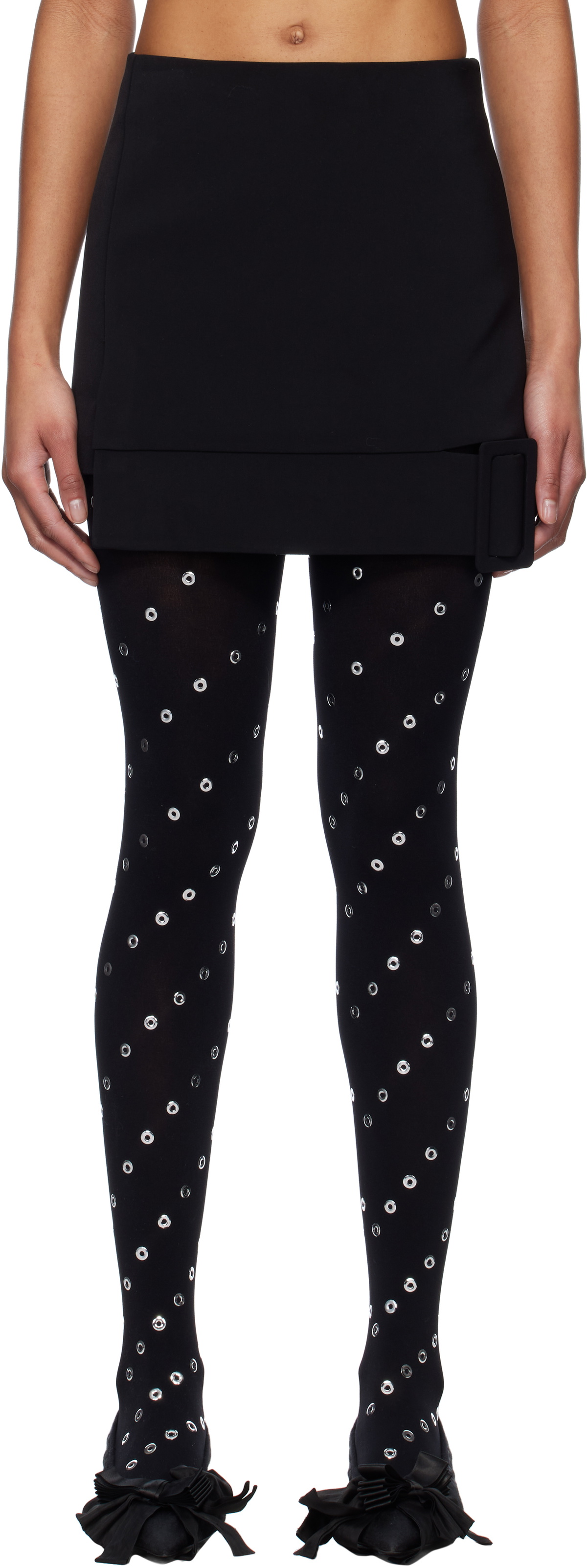 We11done Black Belt-Detail Mini Skirt