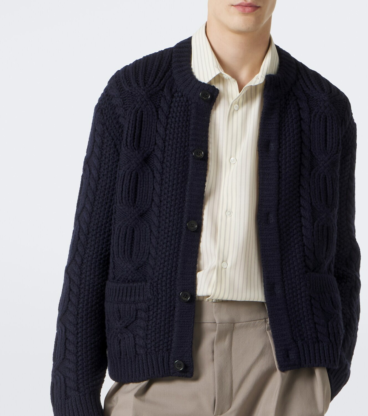 Saint Laurent Cable-knit wool cardigan