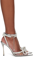 MACH & MACH Silver Pearl Bow 110 Heels