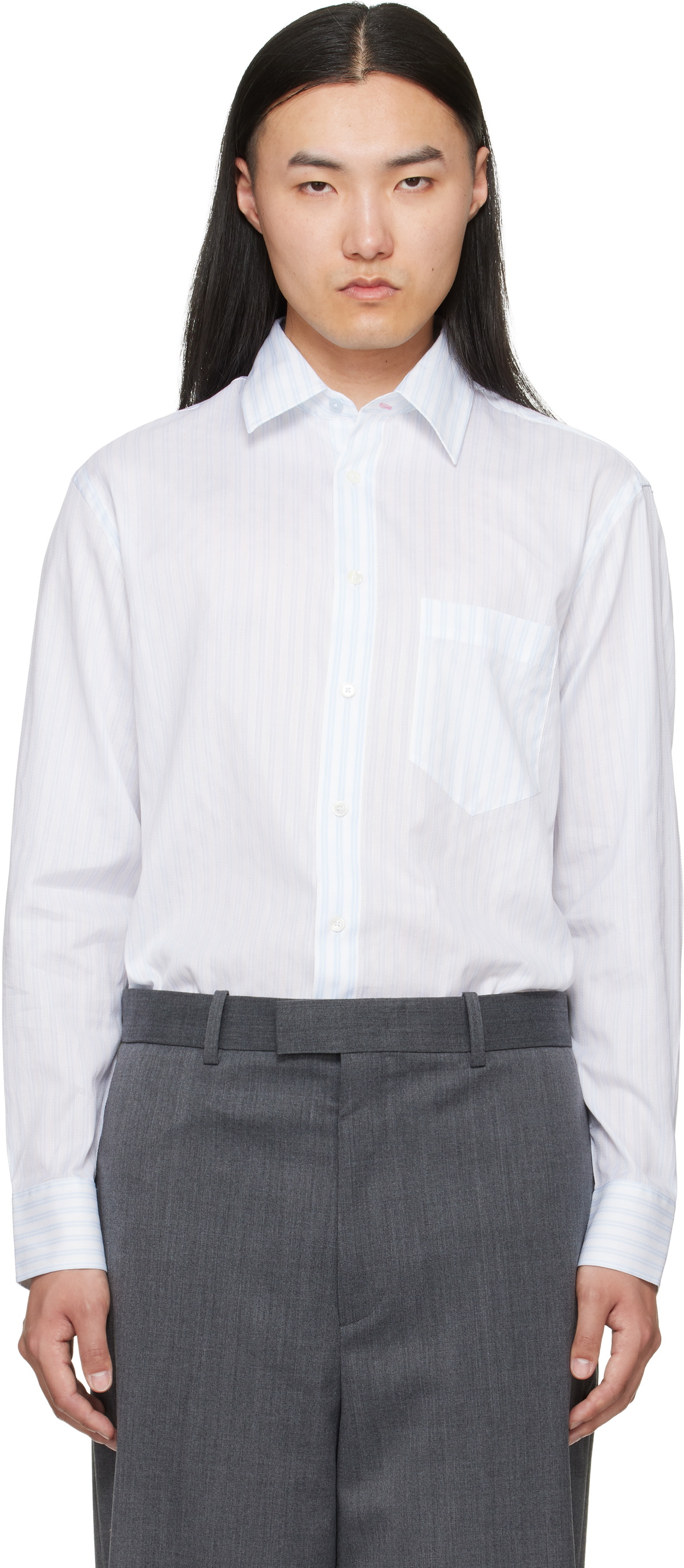 Paul Smith Blue & White Textured Stripe Shirt