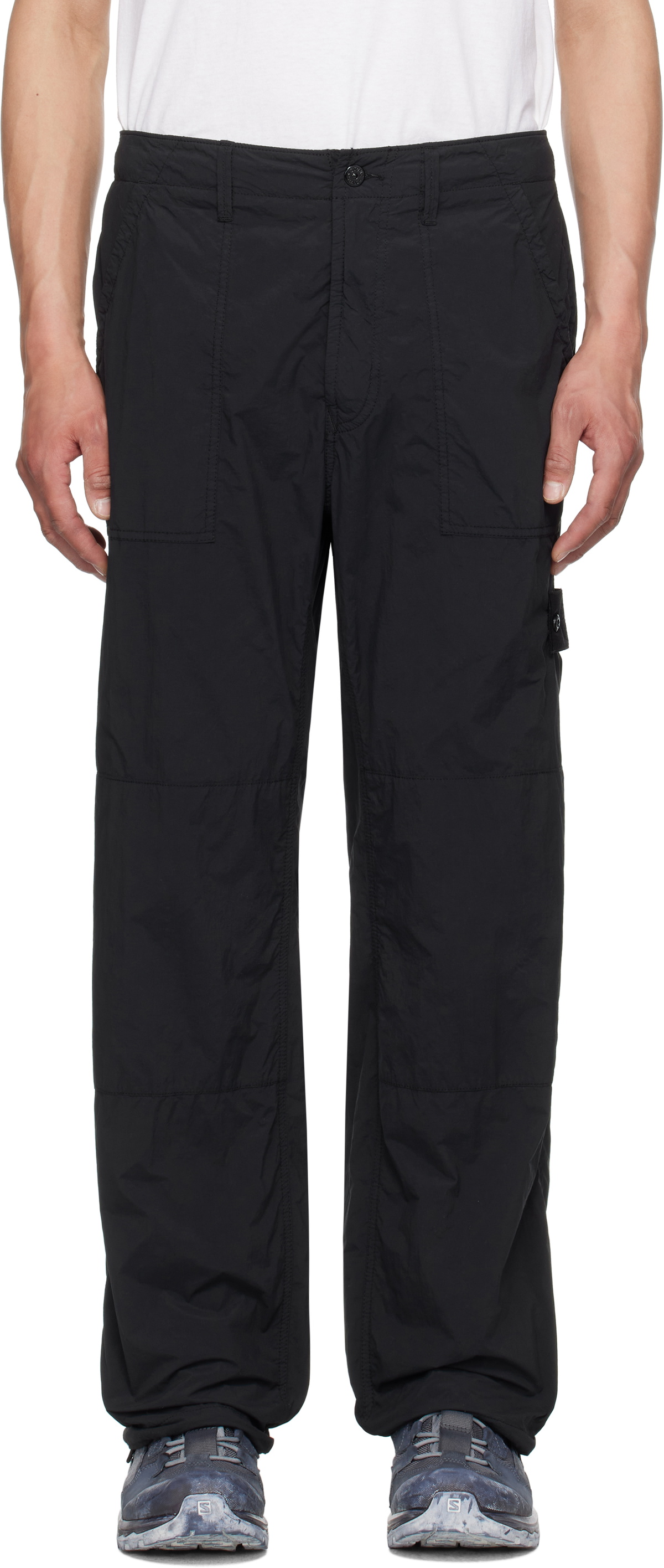 Stone Island Black Nylon Smerigliato Ghost Trousers Stone Island