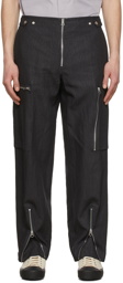 Jil Sander Navy Linen Cargo Pants