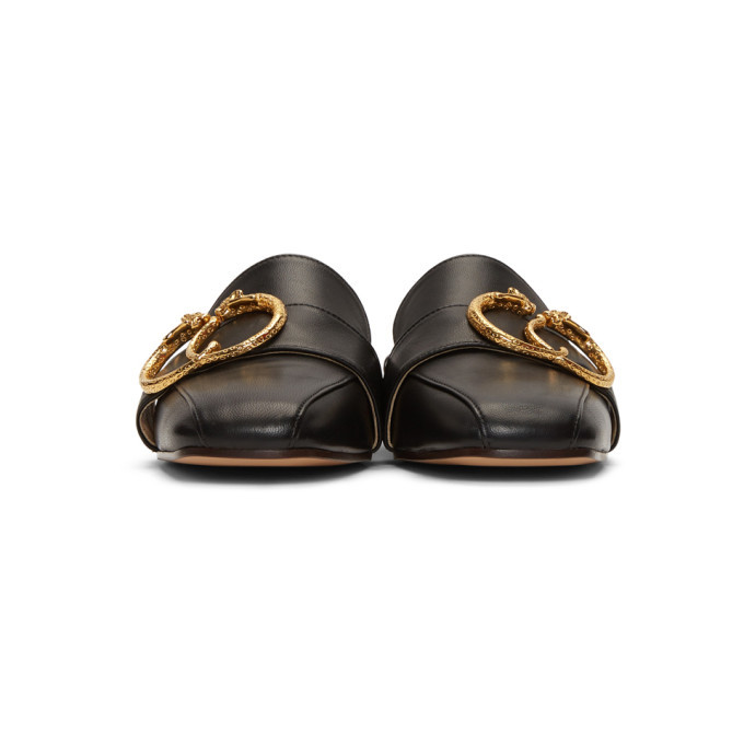 Charlotte Olympia Black Two Ring Leopard Slippers