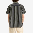 YMC Men's Malick Seersucker Stripe Vacation Shirt in Navy/Yellow