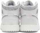 Nike Jordan Big Kids White & Gray Air Jordan 1 Mid SE Sneakers