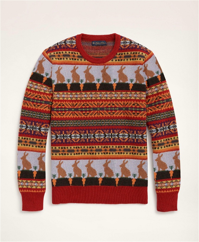 Photo: Brooks Brothers Men's Men's Lunar New Year Wool Blend Fair Isle Sweater | Red