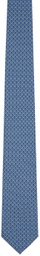 Ferragamo Navy Gancini Print Silk Tie