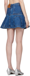 Edward Cuming Blue Godet Denim Miniskirt