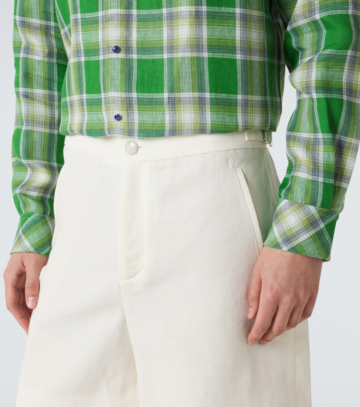 God's True Cashmere Linen shorts with moonstone
