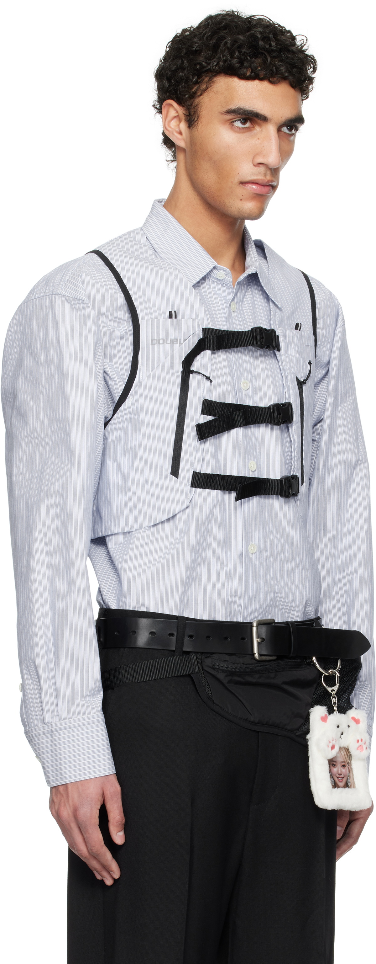 doublet Blue & White Trail Vest Stripe Shirt
