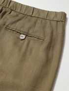 Frescobol Carioca - Oscar Straight-Leg Linen and Cotton-Blend Drawstring Trousers - Green
