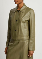 Arma Emy Panelled Leather Jacket Sage