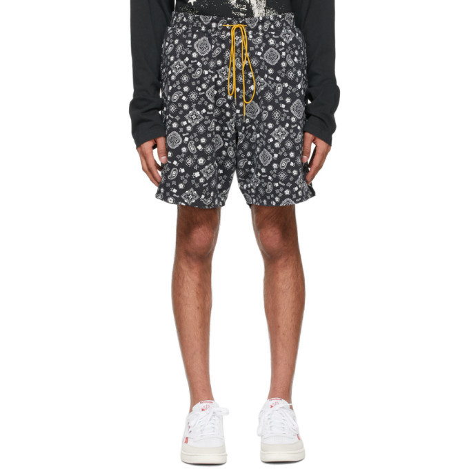 Photo: Rhude SSENSE Exclusive Black Bandana Shorts