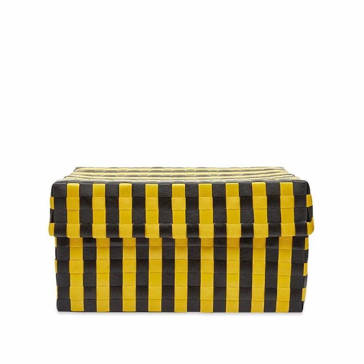 Photo: HAY Maxim Stripe Box - Small in Yellow/Black