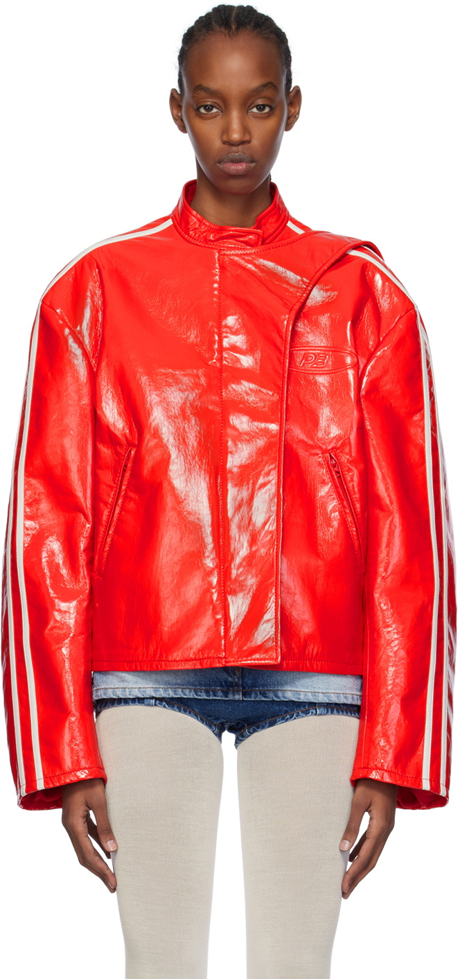 Pushbutton Red Moto Jacket