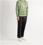 Saturdays NYC - Ari Peace Embroidered Pigment-Dyed Loopback Cotton-Jersey Sweatshirt - Green