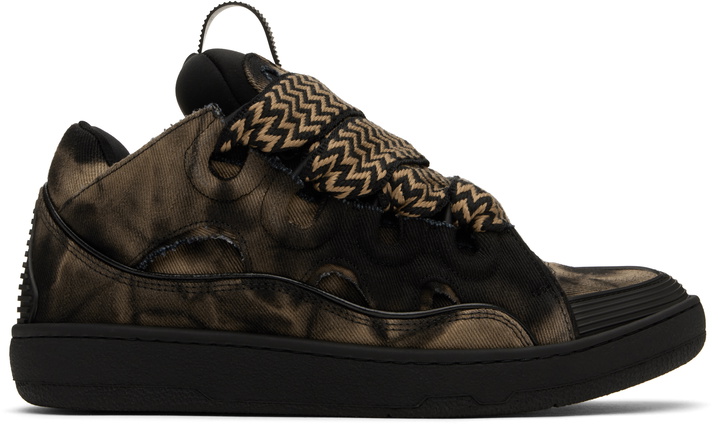 Photo: Lanvin Black & Brown Curb Washed Denim Sneakers