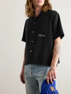 Cherry Los Angeles - Camp-Collar Logo-Embroidered TENCEL™ Lyocell Shirt - Black