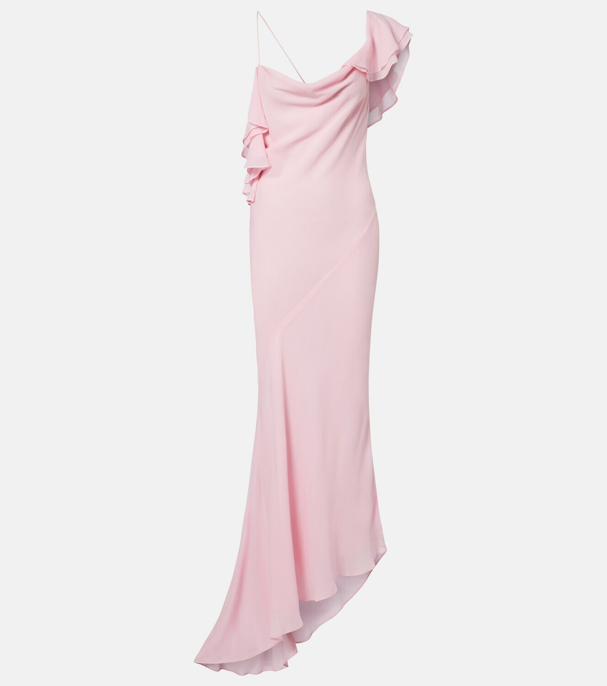 Self-Portrait Ruffled asymmetric georgette gown
