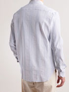 DOPPIAA - Aamilcare Grandad-Collar Striped Cotton-Jacquard Shirt - Blue