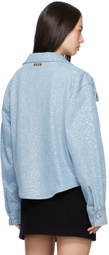 MSGM Blue Paint Splatter Denim Shirt