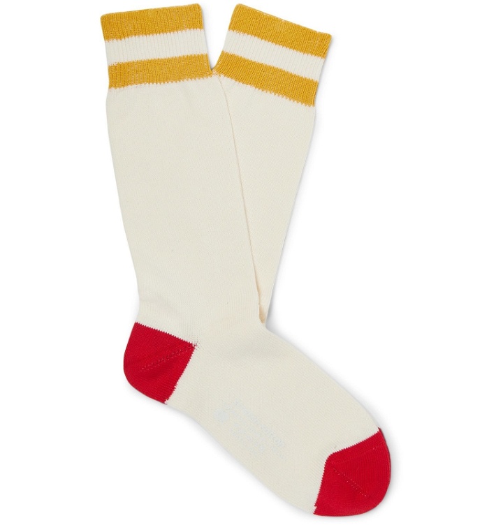Photo: Connolly - Goodwood Striped Cotton Socks - Neutrals