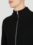 Zip Up Compass Patch Sweater in Black