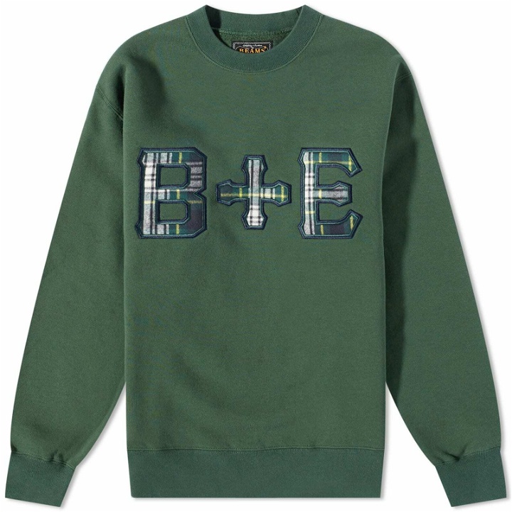 Photo: END. x Beams Plus 'Ivy League' Patch Logo Crew Sweat in Dark Green