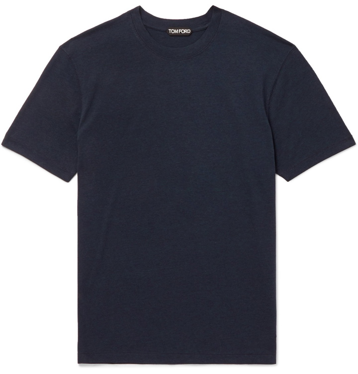 Photo: TOM FORD - Slim-Fit Lyocell and Cotton-Blend Jersey T-Shirt - Blue