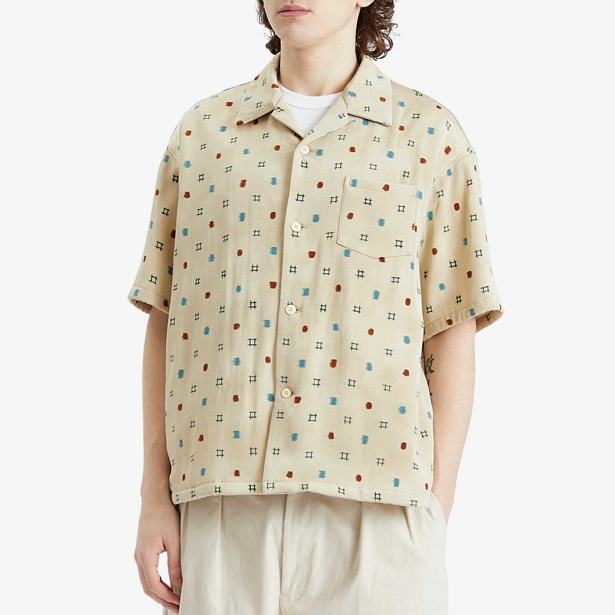 Visvim Men's Wallis Mawata Silk Vacation Shirt in Ivory Visvim