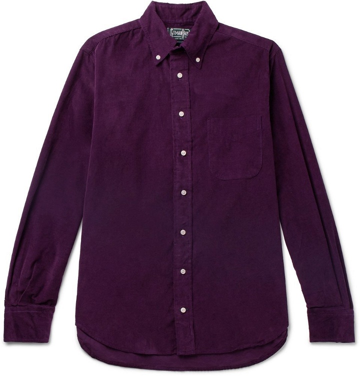 Photo: Gitman Vintage - Slim-Fit Button-Down Collar Cotton-Corduroy Shirt - Men - Purple