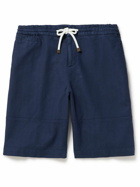 Brunello Cucinelli - Straight-Leg Stretch-Cotton and Linen-Blend Bermuda Shorts - Blue