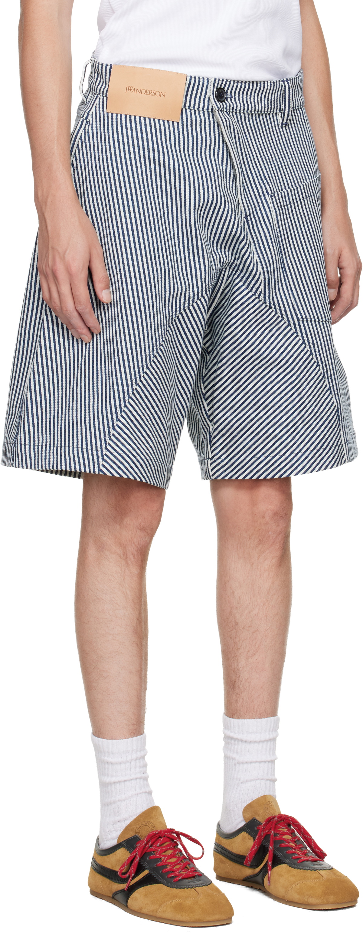 JW Anderson White & Navy Twisted Workwear Shorts