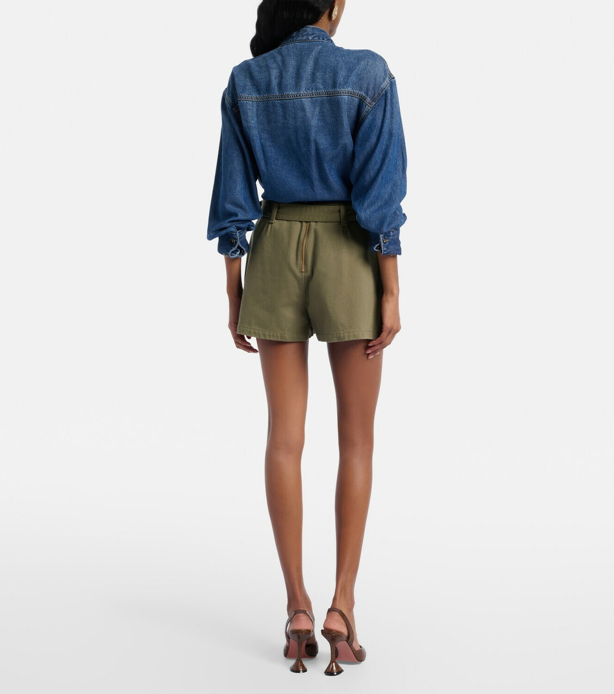 Self-Portrait Belted cotton twill skort