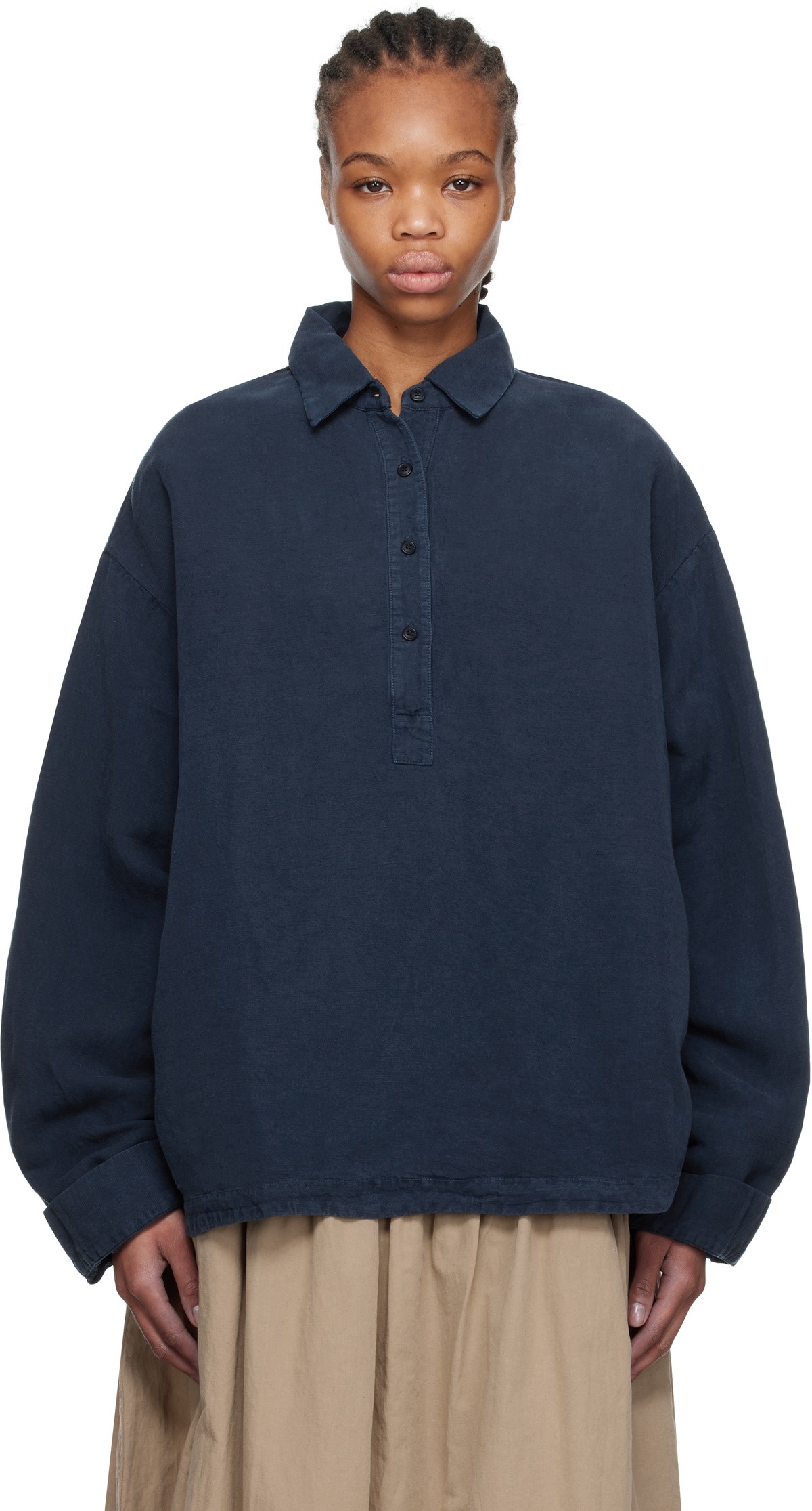 CASEY CASEY Navy Straight Tippy Shirt CASEY CASEY