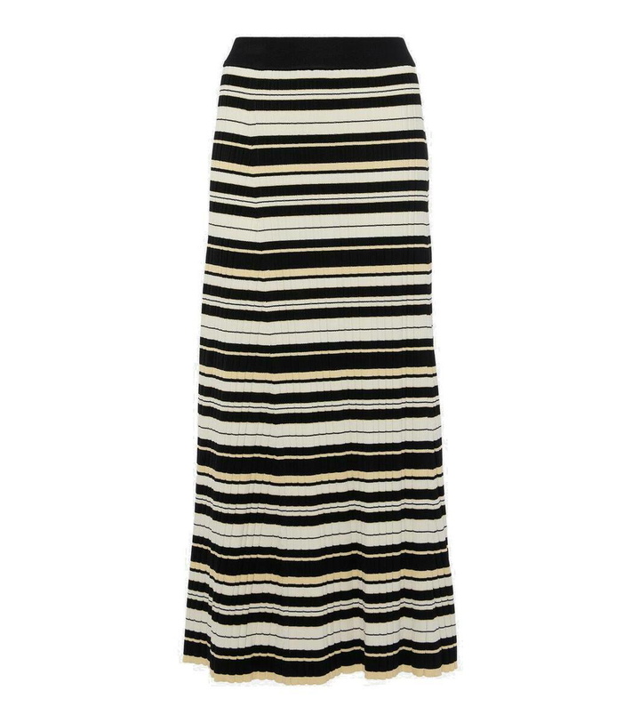 Photo: Ganni Ribbed-knit striped midi skirt