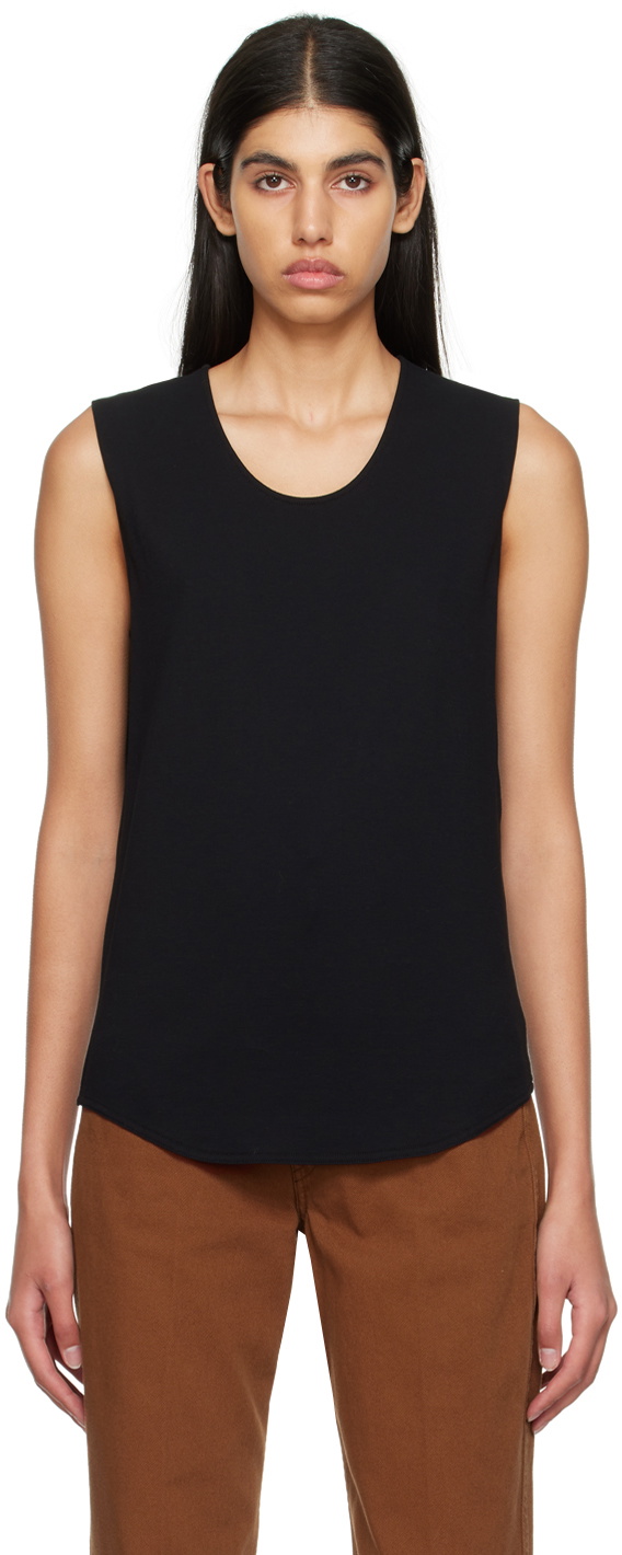 Italian Scoop Neck Tank Top Black main image 0