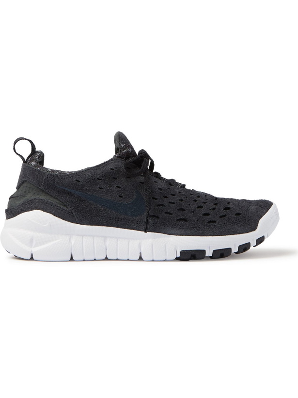 Photo: NIKE - Free Run Trail Suede, Mesh and Ripstop Sneakers - Black