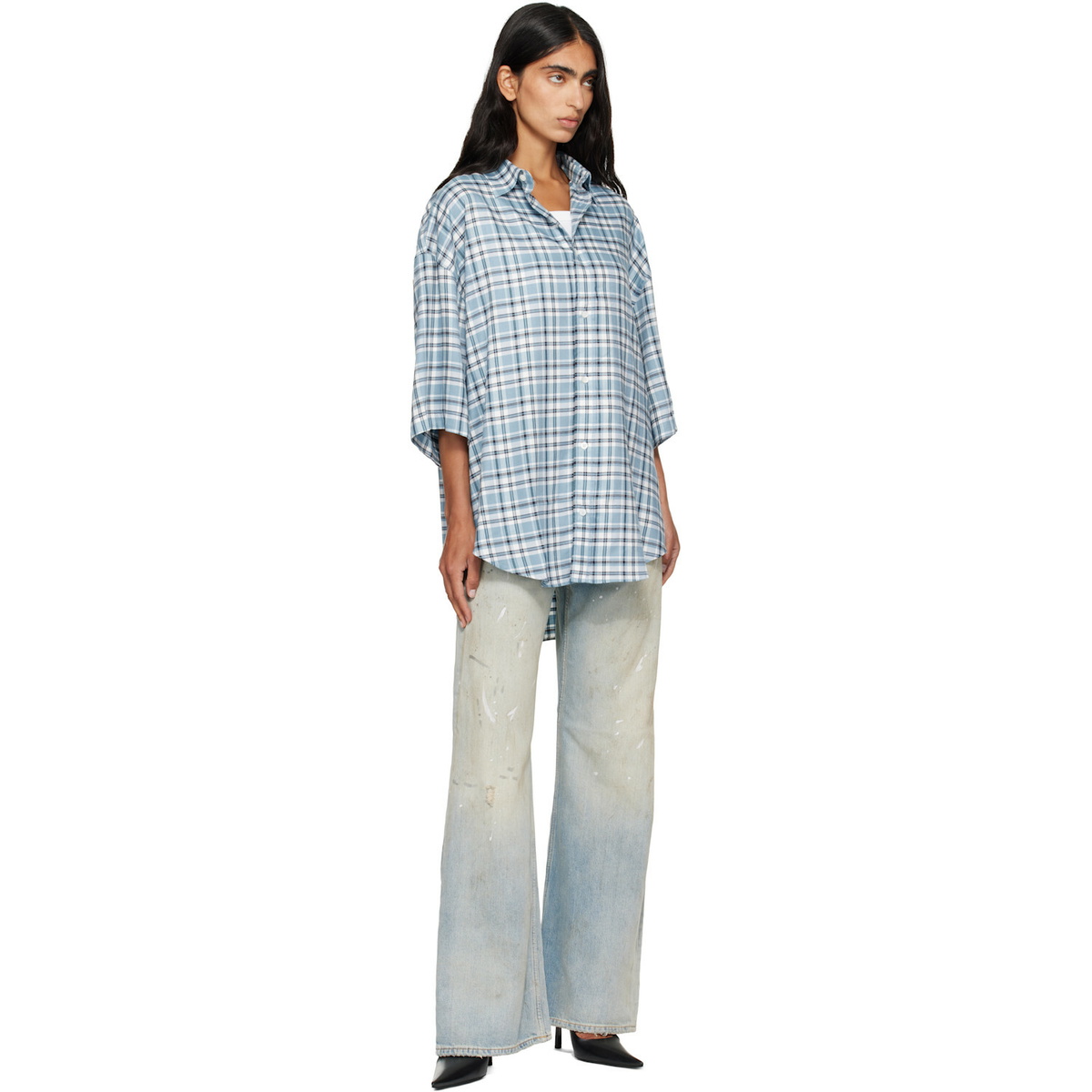 Acne Studios Blue Checked Flannel Shirt