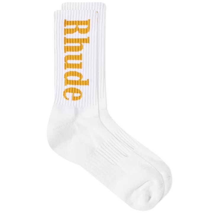 Photo: Rhude Men's Vertical Logo Sock in White