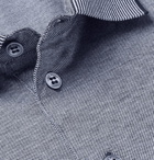 Loro Piana - Mélange Cotton-Piqué Polo Shirt - Navy