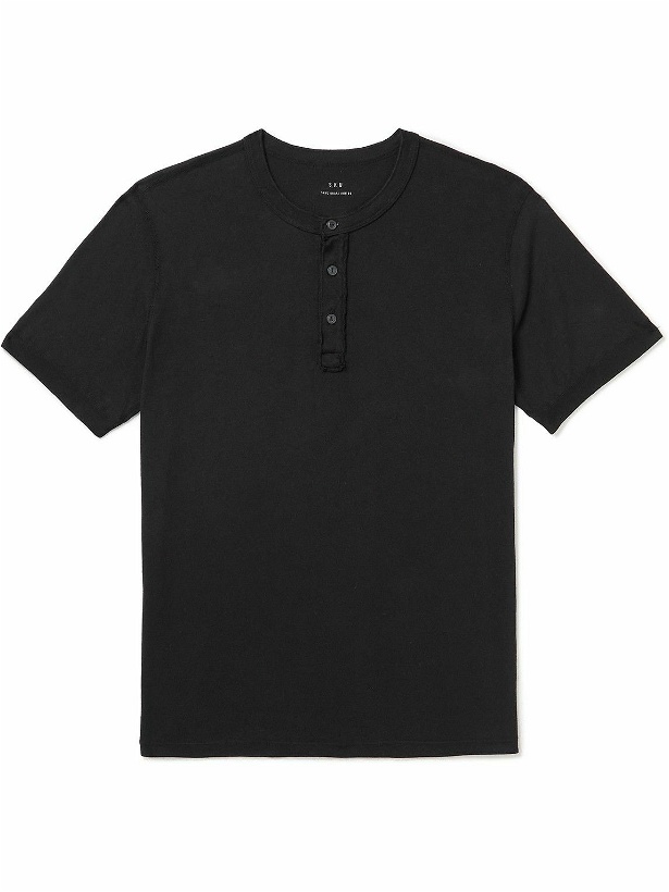 Photo: Save Khaki United - Garment-Dyed Supima Cotton-Jersey Henley T-Shirt - Black