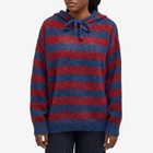 Damson Madder Women's Riley Knit Hoodie in Red Navy Stripe