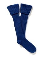 Emma Willis - Cable-Knit Ribbed Cashmere Socks - Blue