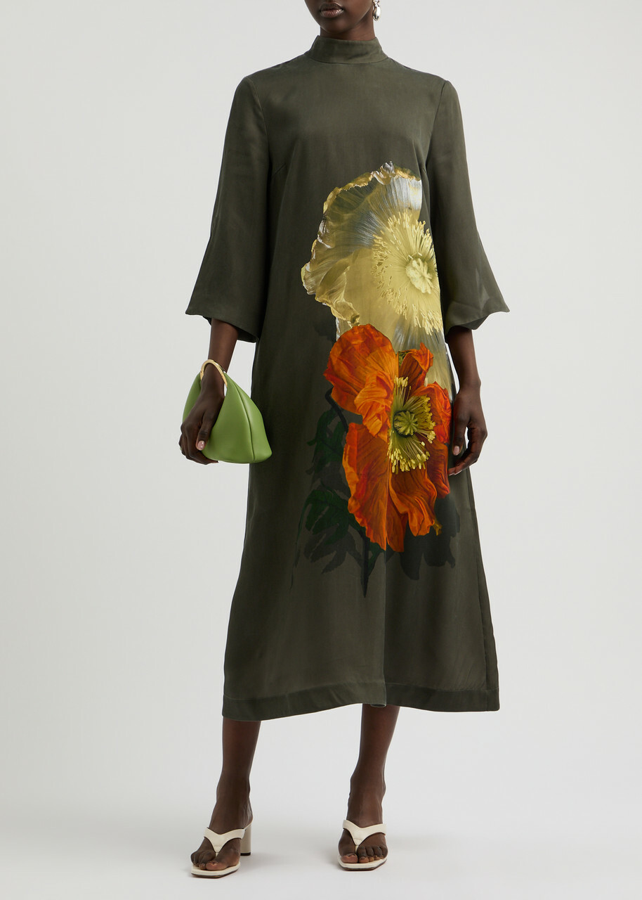 Stine Goya Susanne Floral-print Midi Dress Brown