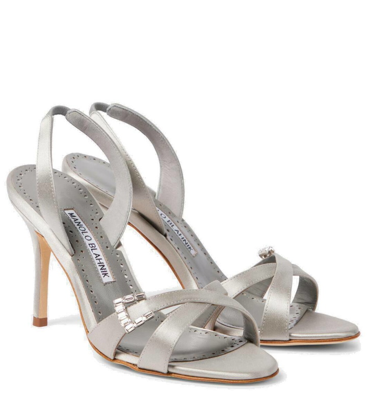 Photo: Manolo Blahnik Ramisli embellished satin slingback sandals