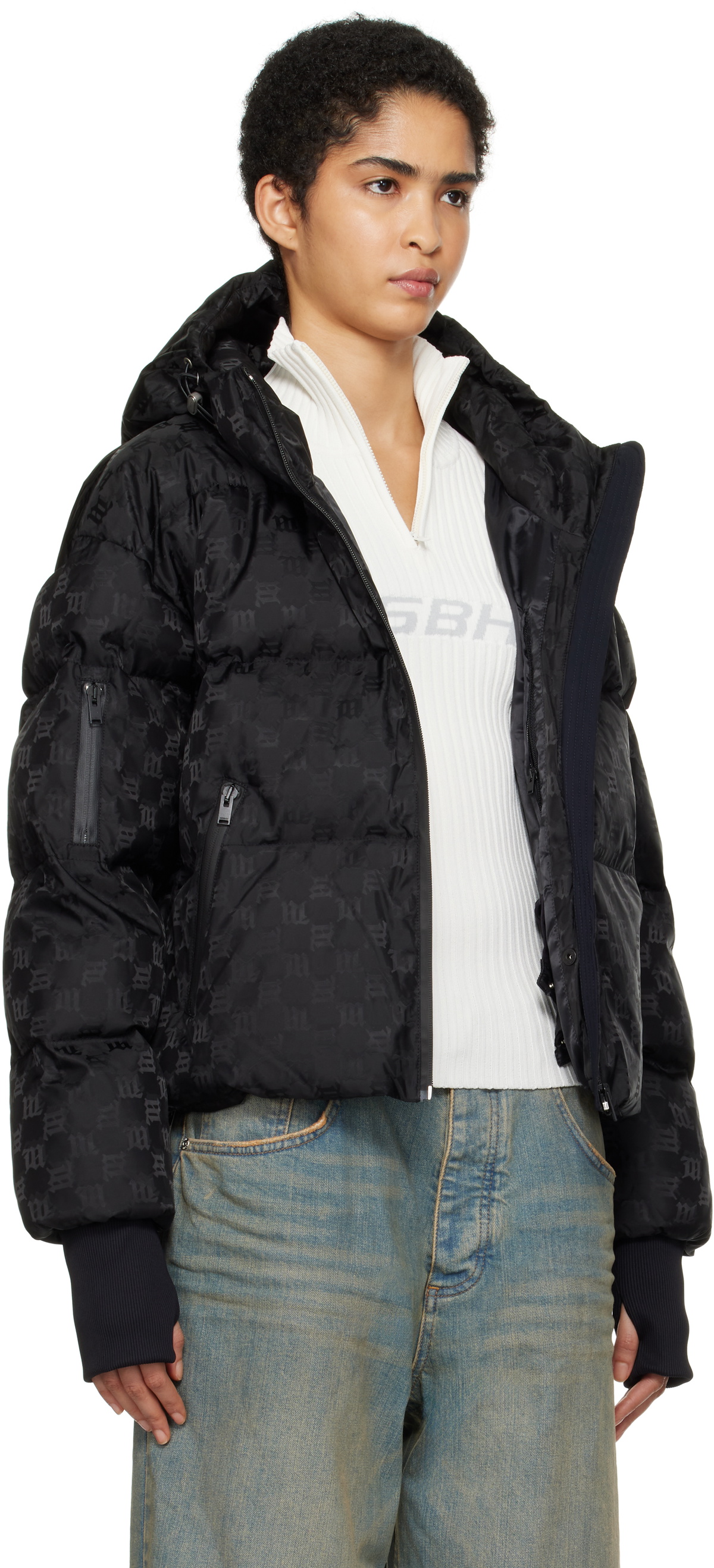 MISBHV Black Ski Monogram Nylon Square Puffer Jacket